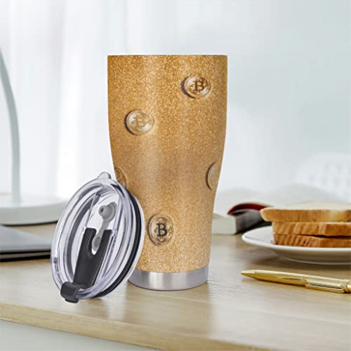 Wmeyiseyiy Moneda de acero inoxidable con purpurina de 900 ml, taza térmica de viaje, botella de café con tapa… - Imagen 8