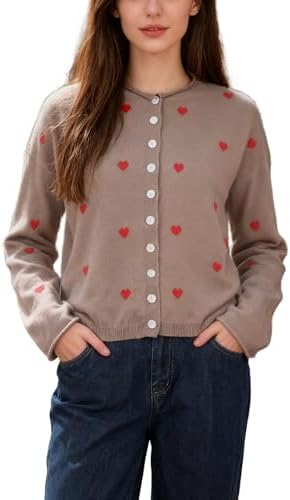 Dqbeng Cardigan Sweaters for Women Valentine Heart Sweater Lightweight Loose But