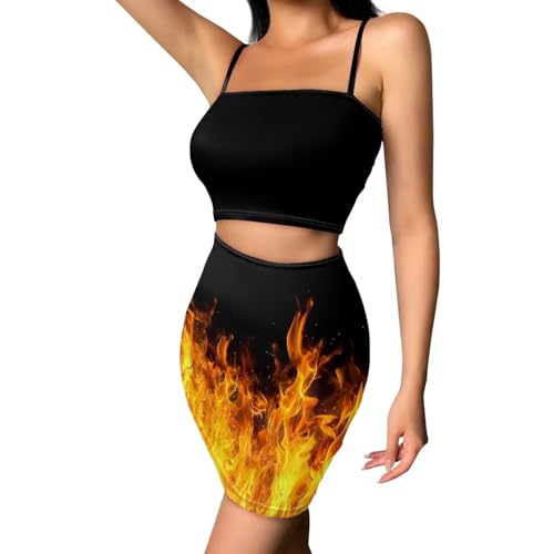 Image of 2025 Sexy Spaghetti Strap Crop Tops and Bodycon Skirt Casual 2 Piece Set S-4XL