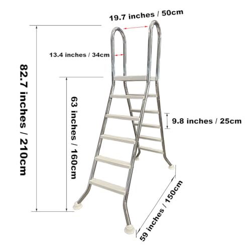 Escalera para piscina de 5 peldaños con marco acero inoxidable miniatura 6