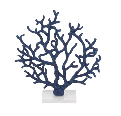 Escultura Decorativa Coral Azul Polystone 14x4x16 pulg