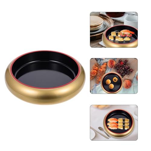 Plato redondo pequeño de plástico dorado para sushi miniatura 7
