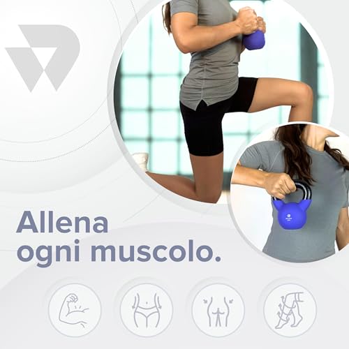 BILDER - Kettlebell 4 kg avec poignée ergonomique et antidérapante, poids en fonte avec revêtement en néoprène, idéal pour l'exercice et l'entraînement de force cardio et fonctionnel, outils de gym à – Image 3