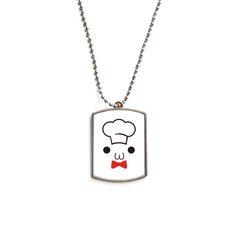 Lovely Face I Am A Chef Expression Stainless Steel Chain Dog Tag Pendant Pet Necklace