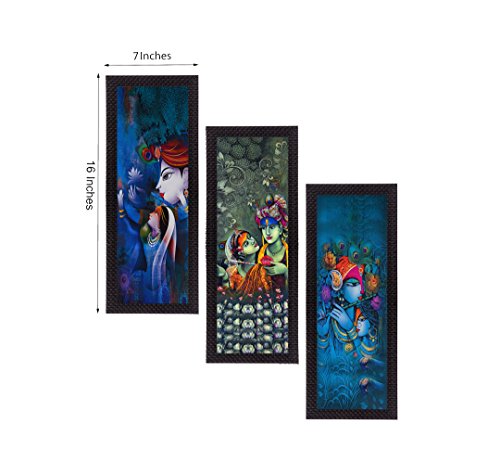 Image of eCraftIndia 'Radha Krishna' UV Art Painting (Synthetic Wood, 53 cm x 41 cm, Set of 3, Satin Matt Texture, C3FPB2165)