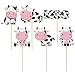 Gyufise 36Pcs Cow Cupcake Toppers Farm Animal Happy Birthday Cupcake Decorations for Cow Farm Animal Zoo Themed Kids Boy Girl Birthday Party Supplies Three Layers Party Decor