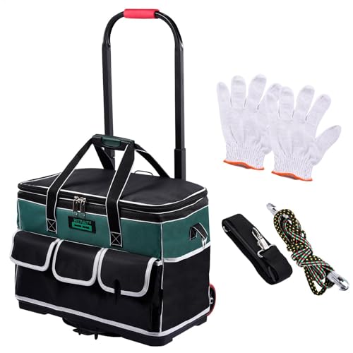 Portable Tool Bag on Wheels with Telescopic Handle – Rolling Tool nizer for Construction Sites Travel & Home Use – Lightweight and Spacious Toolbox