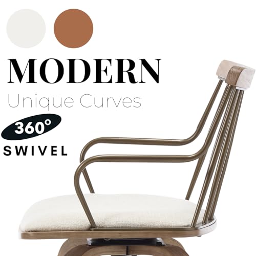 Butaco COMULER Modelo AJYX3077 con asiento tapizado Beige de 26 pulgadas para barra con giro 360° y diseño moderno miniatura 3
