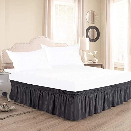 Dark Grey Bed Skirt Wrap Around 600 Microfiber with Easy Fit with 15'' Inch Tailored Drop - Shrinkage and Fade Resistant with Microfiber 15'' Bed Skirt Queen Size [60'' x 80'']-image-18