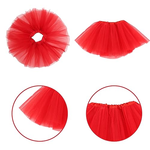 WKRTDY 2er Pack Damen Junior Kinder Mädchen Tanzkleid 80’s Totem Kleid (Rot, 3 Tier)