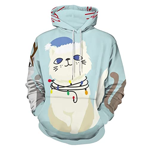 Sweat à capuche chat Merry Christmas pour adulte en taille XXL