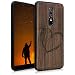 Produktbild kwmobile Holz Schutzhülle für OnePlus 6 - Hardcase Hülle mit TPU Bumper Walnussholz in Herz Brush Design Dunkelbraun - Handy Case Cover