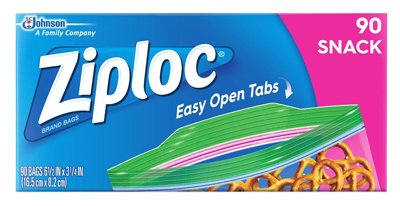 Ziploc Snack and Sandwich Bags for On the Go Freshness, Grip 'n Seal Technology for Easier Grip, Open, and Close, 90 Count
