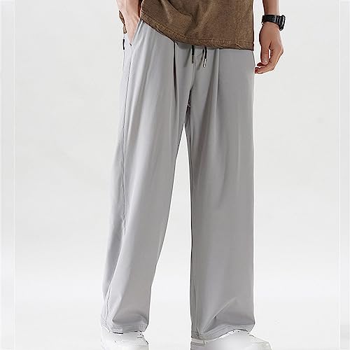Pantalon ample fluide homme : jambe large décontractée en soie glacée - 2