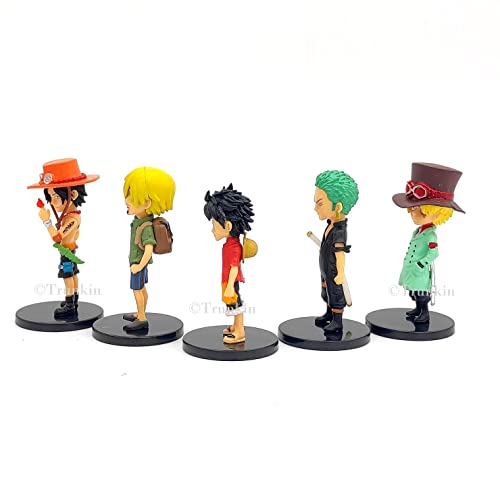 Image of Trunkin One Piece Small Set Of 8 Anime Rubber Action Figures Nami Ace Sanji Roronoa Zoro Monkey D Luffy Collection Model Weeb Manga Collectible Figurines,Multicolor