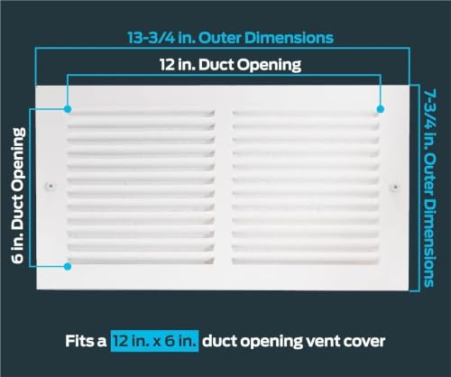 Grille de ventilation 12x6 acier couvercle aération retour mur - 3