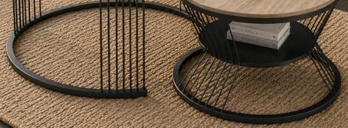 Image of The Round Coffee Table and The Stacking Tea Table with a Gold Metal Frame are Two Versatile Modern Center Tables that Look Great in Living Rooms (Cream Black)