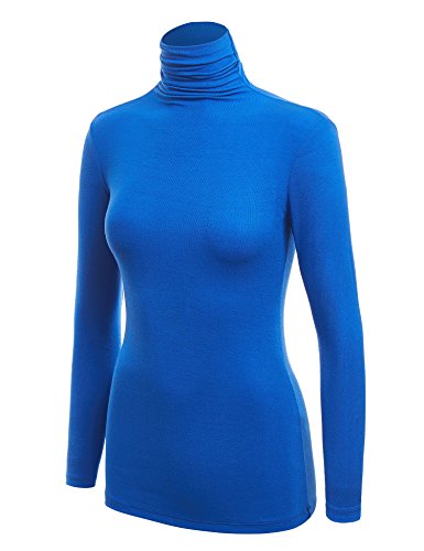 Image of Lock and Love Women's Turtleneck Top Lightweight Long Sleeve Slim Fit Pullover, Soft Rayon Stretch Layering Basic, S-3XL