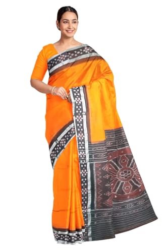 Image of COTTONSILK & KHANDUAPATA Odisha Sambalpuri Handloom Ikat Women Cotton Saree, Odisha Handloom Handmade Pure Cotton Khandua Saree, Ikkat Orissa Traditional Handloom Saree Without Blouse 430