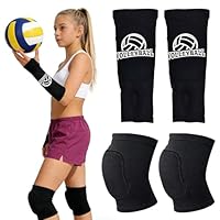 Hpbaggy Volleyball-Schutz, 1-Paar Armstulpen +1-Paar Knieschoner, Sport Unterarm Ärmel -Handgelenkstützemit Schutzpolster und Daumenloch,Schwamm Kollision Knieschutz Knie Schoner - S