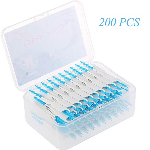 Anself 200Pcs / Box Dental Floss Dientes de cepillo interdental Palillo Palillo de dientes Suave silicona doble punta Dientes Oral Care