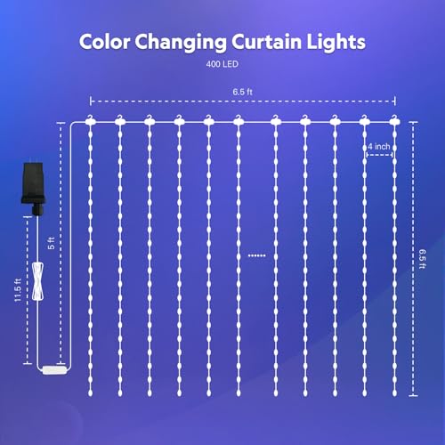 Éclairage de rideau multicolore 400 LED RVB étanche intérieur extérieur - 7