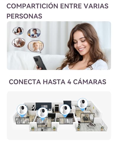 Comfyer Hybrid Video No WiFi&Smart WiFi Baby Monitor para bebé-5" 1080P Split Screen& 2K cámara App Control,Alerta movimiento,Detección sonido,Visión nocturna HD,5050mAh batería, Triple Seguridad,500M - imagen 7