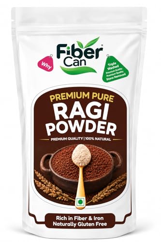 Image of FiberCan Ragi Powder 300g | Premium Finger Millet Flour | Nachni Atta | Kelvaragu Maavu /Hittu | 100% Natural, Gluten Free & High Fiber Whole Grain for Healthy Roti, Dosa, Puttu & Porridge