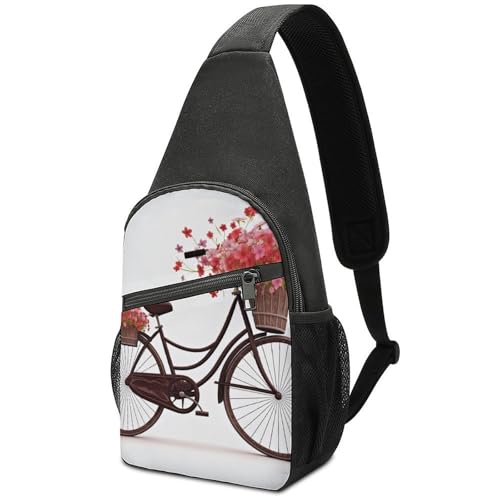 Mochila tipo bandolera deportiva con diseño floral blanca