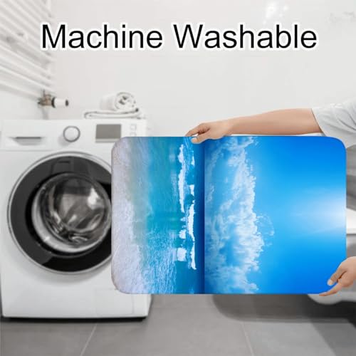 Badezimmerteppich Set 3 Teilig Ozeanhimmel Und Blau Badematten Set Mikrofaser Badteppiche und WC Vorleger mit Ausschnitt Waschbar rutschfeste Badvorleger Toilette Teppich – Bild 7