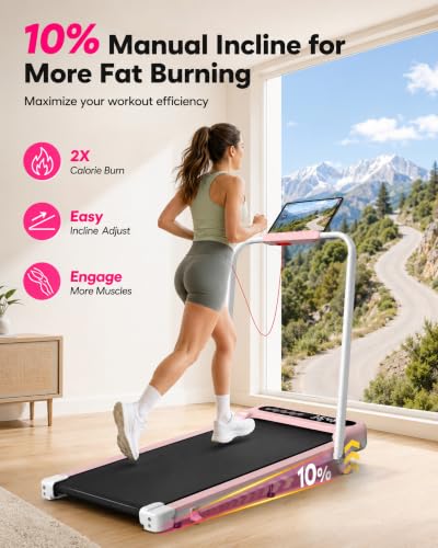 Image of Cardirun Walking Pad with Incline and Stable Handle Bar, Foldable Treadmill | 350+ lbs Capacity, 3.0HP Quiet Under Desk Treadmills for Home, Portable Treadmill with APP, Remote Control and LED Display