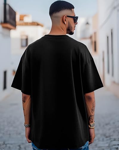 Image of AUSK Mens Loose Fit Oversized Printed Cotton T-Shirts Half Sleeve Drop Shoulder Men Tshirt