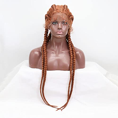 Perruque tresse gingembre légère pour éviter les douleurs de tressage en salon