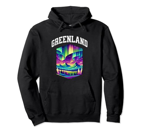 Greenland Aurora Borealis Northern Lights Vacation Pullover Hoodie -  Greenland Forest Northern Lights Souvenir, AETTXH2M5KJ