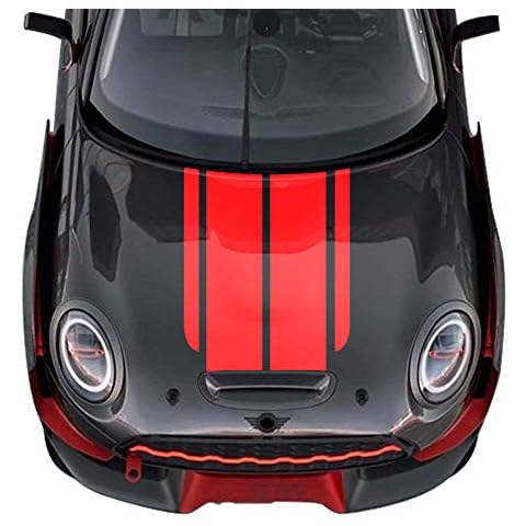 Front Bonnet & Rear Taligate Stripes Hood Trunk Engine Cover Trunk Decal Stickers for Mini John Cooper Works F56 JCW Accessories (Gloss Red) Cover