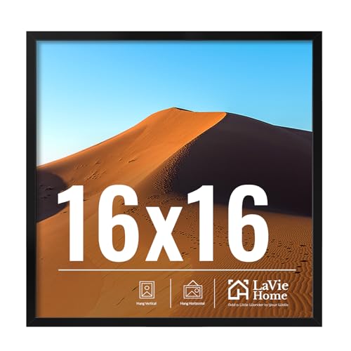 Image of LaVie Home 16x16 Picture Frame for Wall Display, 16x16 Black Picture Frame with HD Plexiglas, 16 x 16 Square Frame 1 Pack, Display Frame for Vertical or Horizontal, Classic Collection