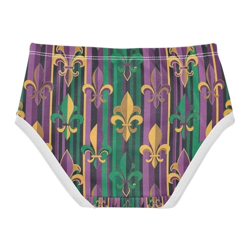 Fleur De Lis Mardi Gras Toddler Underwear, Girls Cotton Underwear, 2T–8 Years2