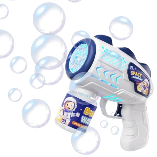 Pistola de pompas de jabón para niños, máquina automática de burbujas para exteriores, fiestas y bodas, gran regalo de cumpleaños y Pascua, pompas de jabón para niños, bodas (azul)