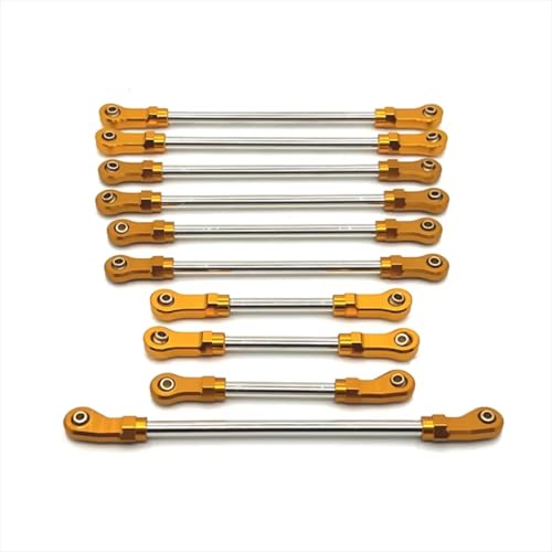 Rc Special Connecting Rod for WLtoys 104006 104010 104020 104026 10Pcs Metal Pull Rod for Fit Remote Control Car Parts and Accessories Upgrades Replacement and Use(Yellow)