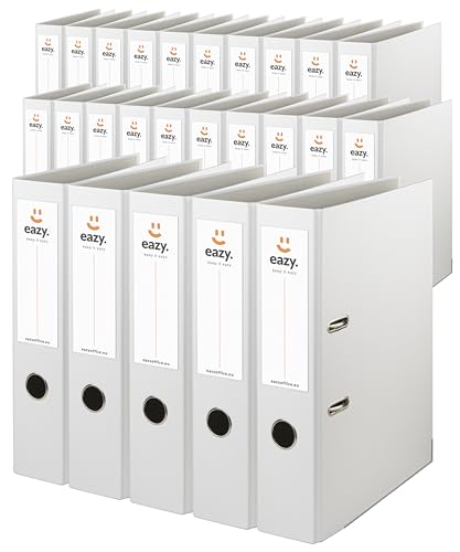Eazy Büro-Ordner für Dokumente A4 Breit - 25er Hebelordner (Weiß)