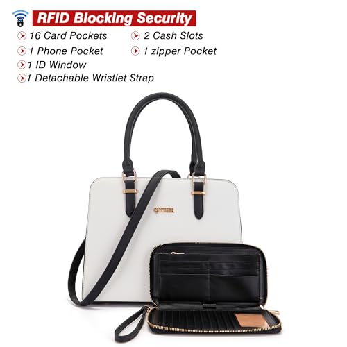 Image of Qiyuer Satchel Purses For Women Handbag And Wallet Set Tote Bag | Premium Vegan Leather,Matching Wallet,RFID Blocking,Work,Casual