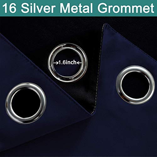 Image of Yakamok Navy Blue Blackout Patio Door Curtain Panels W100 x L84, 1 Panel | Noise Reducing Barrier Panel for Sliding Glass Door, 2 Thick Layers Heat Full Light Blocking Patio Door Drapery
