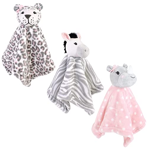 Image of Hudson Baby Unisex Baby Animal Face Security Blanket, Safari Girl, One Size