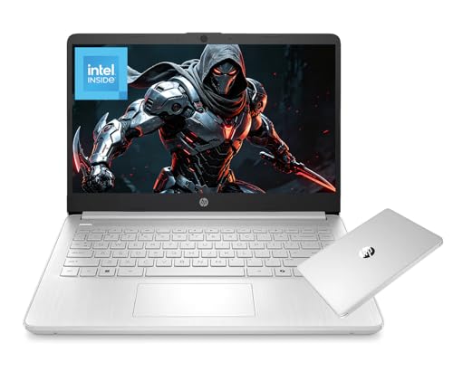 Image of HP 14 Inch Laptop Computer, Intel Celeron N4500, 4GB RAM, 64GB eMMC, Windows 11, Snowflake White, Portable Notebook for Students, Home Office, Online Classes and Everyday Browsing