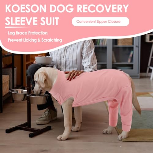 Image of KOESON Dog Recovery Suit Hind Leg, Recovery Sleeve for Female Male Dogs, Doggie Leg Sleeve to Stop Licking, Pet Rear Leg Wound Cover, Dog Spay Onesie for Wound Heal Care