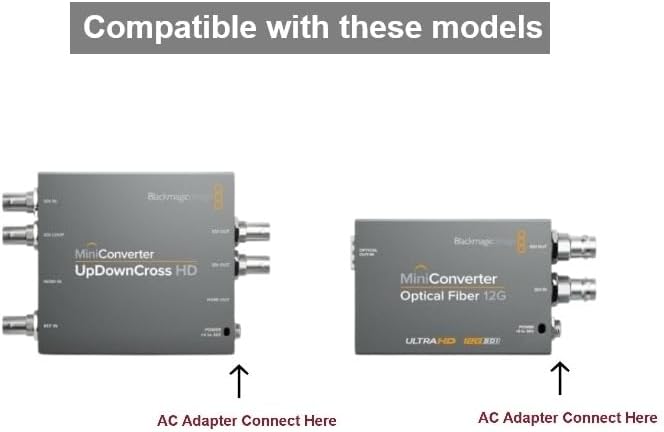 Threaded Locking AC Adapter Compatible with Blackmagic Design Mini Converter UpDownCross HD and Optical Fiber 12G