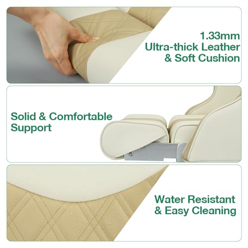 ERGOSEAT Deluxe Pro High Back Boat Seat Premium Sports Flip Up Captain Boat Seat with Armrests(Ivory/Khaki/Ivory) by ERGOSEAT - Image 4
