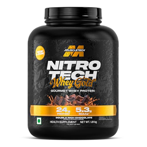 Image of MuscleTech Nitro-Tech Whey Gold Protein Powder | 24 g Protein & 5.4 g BCAAs Per Serving | Supports Lean Muscle & Faster Recovery | Double Rich Chocolate | 1.81 kg