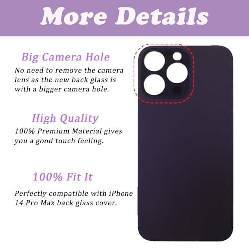Verre arrière iPhone 14 Pro Max violet foncé finition mate