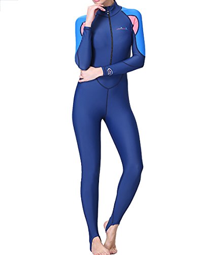 Mujeres Hombres longitud completa traje de buceo traje de una pieza manga larga uv-protective Bañador (L, mujer)